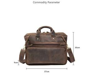 Sac pour ordinateur portable en cuir véritable 100% pour homme, vintage, durable, imperméable, pour le bureau et les affaires - Product Image 6