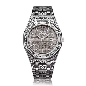 Reloj de Pulsera Clásico para Hombre ONOLA 3812 Original, de Acero Inoxidable, con Grabado Vintage, Dorado, Resistente al Agua, de Cuarzo, para Negocios - Product Image 2
