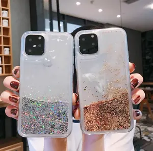 Für iPhone 14 hülle Wasser-Glitzer-Schale flüssiger Treibsand transparent in vier Ecken anti-fall-Glitzer 12 13 11 15 handyhüllen modisch