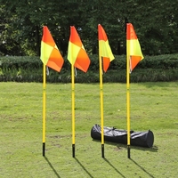 Ensemble de drapeaux d'angle de terrain de football de 1,5 m / 1,8 m, poteaux en plastique, 2 sections reliées avec des piquets de sol pour une utilisation sportive en extérieur
