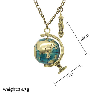 Penjualan Laris Perhiasan Kalung Antik Rantai Panjang Retro dengan Teleskop Warna-warni Enamel Globe Kalung & Liontin Perhiasan Wanita - Product Image 3