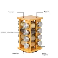 Support de rangement rotatif pour épices en bois de bambou européen, pour la cuisine, bouteilles à épices, support à condiments