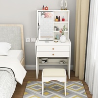 Meuble de rangement moderne à rabat avec coiffeuse intégrée, multifonctionnel pour chambre à coucher, petit appartement, table de maquillage de chevet