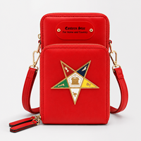 Tas Dompet Wanita Kulit PU Desain Timur Warna-warni Custom Grosir dengan Ritsleting dan Aksen Masonik untuk Penggunaan Sehari-hari