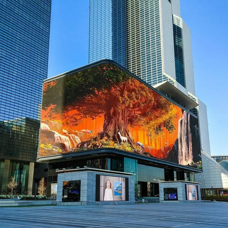 Edificio commerciale schermo a Led in vetro per Video parete che pubblicizza schermi di visualizzazione digitali per esterni