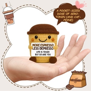 Regalos Divertidos para Amantes del Café, para Amigos y Compañeros de Trabajo, Café de Ganchillo Hecho a Mano, Decoración de Escritorio Única e Inspiradora, Regalo para Pensar en Ti - Product Image 3