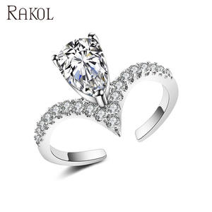 rakol RP2036 Silver Wedding Zircon Crystal Adjustable Ring 1 - Product Image 1