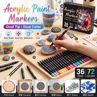 Marqueurs de peinture acrylique à double pointe et double couleur, 24/48/72 couleurs, imperméables, séchage rapide, pour peinture DIY sur roche, verre, toile