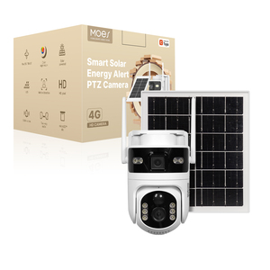 Caméra intelligente sans fil <span class=keywords><strong>PTZ</strong></span> à double objectif MOES <span class=keywords><strong>Tuya</strong></span> 4G 2 en 1, 4MP, panneau solaire, IP65, surveillance extérieure, détection de mouvement - Product Image 1