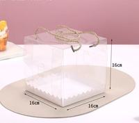 Boîte à gâteau en plastique transparent IMEE, carrée ou rectangulaire, avec bande dorée, transparente