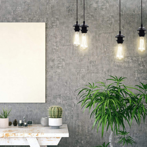 Lámpara Colgante Industrial con Base E27, <span class=keywords><strong>Lámparas</strong></span> Sencillas Colgantes en Blanco o Negro con Cable, Accesorios <span class=keywords><strong>de</strong></span> <span class=keywords><strong>Techo</strong></span>, Portalámparas Metálico - Product Image 5