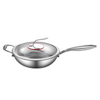 Wok moderne en titane pur, sans revêtement, antiadhésif, en acier multicouche, ustensile de cuisine avec finition martelée motif paon, pot en métal