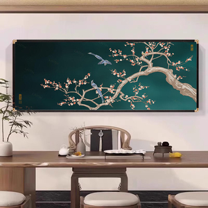 Tranh truyền thống về hoa và chim Tranh lụa lõi gỗ nguyên khối Khung góc bằng đồng Tranh trang trí cho gia đình và văn phòng - Product Image 3