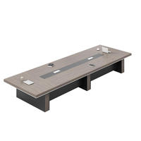 Table de conférence moderne en bois de grande taille, design carré simple, mobilier de bureau commercial modulaire JunCheng FS-704 10 places