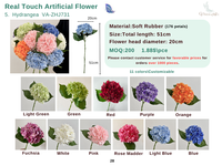 Top qualité artificielle vraie touche Latex grand hortensia fleur tige bleu vert 42cm pour mariage Arrangement Floral bricolage fête décor