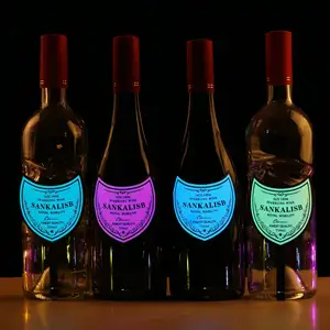 Nouvelle arrivée EL LED Bouteille Étiquette Flexible En Plastique Champagne Bouteille De Vin Lumière sans Fond LED Étiquette Discothèque Parties