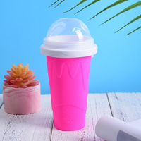 अमेज़न गर्म सिलिकॉन आइस क्रीम ठग कप ढक्कन के साथ पुन: प्रयोज्य Slushy कप निर्माता फास्ट शीतलक जमे हुए चुटकी कप