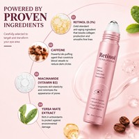 Sérum Contour des Yeux au Rétinol avec Bille Applicatrice, Caféine et Niacinamide – Lisse les Ridules, Cible les Cernes et Réduit les Poches – 10ml