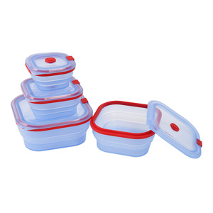 Silicone Food Storage Container <b>Square</b> Foldable With Lid For Travel And Office Use - Product Image 3