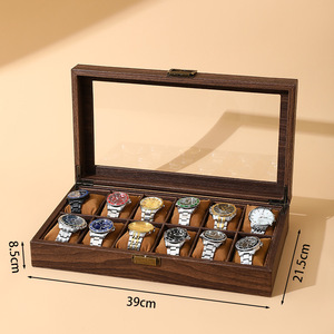 Tùy chỉnh cao cấp bằng gỗ trường hợp đồng hồ với sang trọng kính trong suốt cửa sổ hiển thị hộp cho đồ trang sức ngoài trời đồng hồ Set - Product Image 5