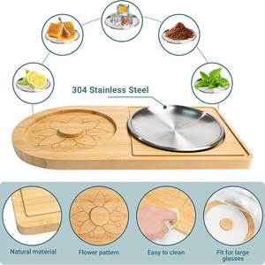 Bandeja de madera para condimentos de cócteles, contenedor de especias de bambú y madera, bandeja de almacenamiento con borde para sal, taza de sal para barman, recipiente para azúcar - Product Image 4