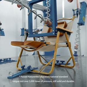 Fauteuil pliable portable en aluminium, mobilier d'extérieur pour <span class=keywords><strong>camping</strong></span>, grain de bois, MW02, 1 pièce - Product Image 5