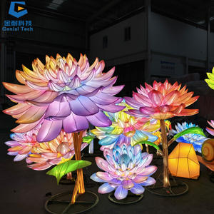Linterna de Luz LED con Flores de Seda Personalizada SGFL424 para Acción de Gracias, Navidad y Festivales, Impermeable, Hecha a Mano, Jardín Botánico - Product Image 1
