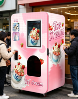 Machine à crème glacée professionnelle 24h/24 et 7j/7, refroidie par air, saveur unique, système de garniture à 6 distributeurs pour la vente autonome