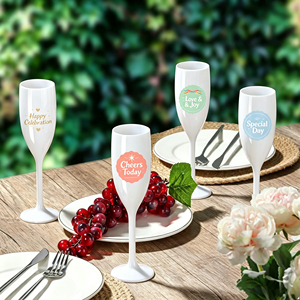 Personalized <b>Plastic</b> Champagne <b>Flutes</b> Custom Logo Acrylic Wine Glass for Bridal Shower Anniversary Celebration - Product Image 3