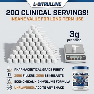 <span class=keywords><strong>Polvere</strong></span> di L-Citrullina per Adulti, Migliora le Prestazioni di Allenamento, Aumenta l'Energia, Migliora il Flusso Sanguigno e il Potenziamento Muscolare, 300g - Product Image 3