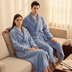 Peignoir épais et doux en peluche pour hommes et femmes, peignoir de couple long et chaud, vêtement de détente doux pour la maison et l'hôtel - Product Image 1