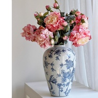 Grandes pivoines artificielles luxueuses, style peinture à l'huile vintage, pour la décoration de salon, accessoires photo