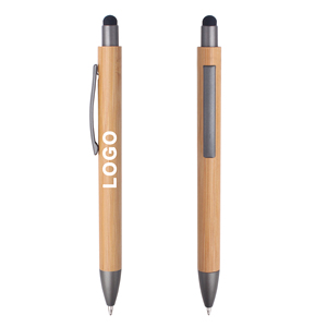 Promotional Cheap Eco-friendly Natural Recycled Click Bamboo Wood <b>Ballpoint</b> <b>Pen</b> With Top Stylus Custom Logo Printed Lasered - Product Image 6