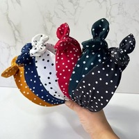 Serre-tête large vintage simple à pois avec nœud, cerceau à cheveux rembourré volumisant, accessoires de mode quotidiens pour femmes