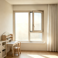 Ventana de Aluminio con Rotura de Puente Térmico, Fija y Abatible, Doble Acristalamiento, Vidrio Templado, Insonorizada, Vista Panorámica, Tamaño Personalizado