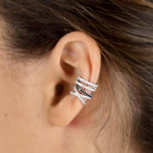 ジェムナイス ノンピアス 925シルバー ジュエリー ダイヤモンド ダブルヘリックス クロス イヤーカフ イヤリング - Product Image 3