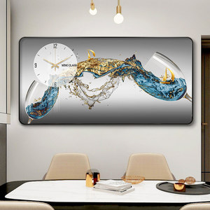 Cuadro de Pared Moderno <span class=keywords><strong>y</strong></span> Sencillo de Lujo Ligero con Reloj, Decoración de Copa de <span class=keywords><strong>Vino</strong></span> para Restaurante, Cuadro Colgante para Sala de Estar <span class=keywords><strong>y</strong></span> Dormitorio - Product Image 3