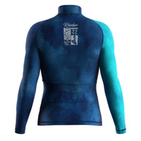 Maillot de bain Rash Guard pour homme à manches longues raglan, protection UV, col montant, pour la natation et le surf, bleu turquoise aquarelle