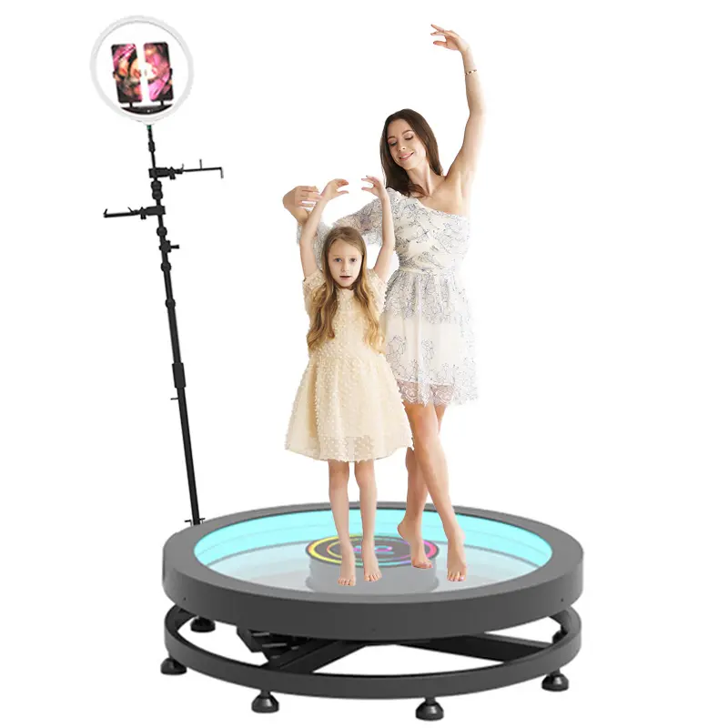 Tempered Glass 100cm 360 Photo Booth With LED Magic Color Light Bar