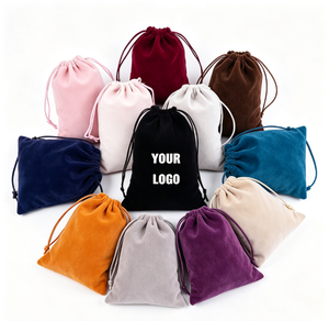 Pochette à bijoux avec cordon de serrage, pochette en flanelle avec cordon de serrage, emballage cadeau personnalisé pour bijoux, sac en velours avec logo personnalisé pour bijoux - Product Image 1