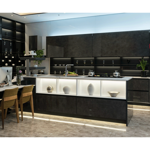 Nicocabinet bóng tối tinh vi sang trọng tùy chỉnh kiểu dáng đẹp màu tối hiện đại tủ bếp tối giản - Product Image 2