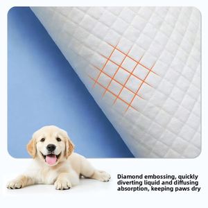 Vente en gros de tapis absorbants jetables pour chiens et chats, épaissis, absorbants, imperméables à l'urine, en film PP non tissé et en pâte de cellulose, diverses tailles d'emballage - Product Image 4