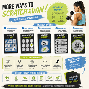 Bulk Custom Gym Fitness Promotion Scratch Off Cards Variable Barcode Serial Number Workout Club Scratch Win Reward Cards - Product Image 2
