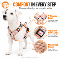 Harnais pour chien en forme de Y personnalisé, imprimé tête de vache, en maille respirante, avec boucle à dégagement rapide, harnais de promenade réglable pour l'extérieur