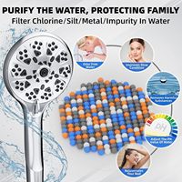 Pomme de douche avec filtre à main haute pression économie d'eau ionique chrome couleur plastique ABS 9 modes de pulvérisation