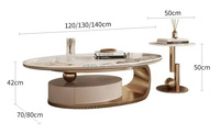 Table basse de luxe avec base dorée, en pierre frittée, acier inoxydable, table de rangement centrale avec tiroirs, ensemble de tables basses pour salon