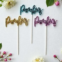 Décoration de gâteau en plastique personnalisable avec texte Joyeux Anniversaire, pour mariage, fête, non comestible, sans danger pour les aliments, réutilisable, vente en gros