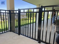 Revestimiento en polvo personalizado Flat Top 3 Rails Valla de metal de aluminio con puerta única y puerta doble