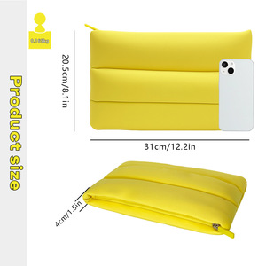 Trousse de Toilette Suspendue Légère en Néoprène Résistante à l'Eau Jaune Gris Zippée Moyenne Portable pour Voyage - Product Image 3