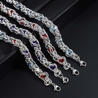 Bracelet pour homme en acier inoxydable avec incrustation de pierres précieuses, style haut de gamme et tendance, chaîne faite à la main, vente en gros
